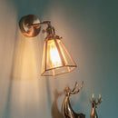 Axyaa Brass Glass LED Wall Light - Vintage Bathroom Vanity Lamp
