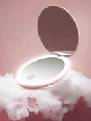 Axyaa LED Lighted Rechargeable 10x Magnifying Makeup Mirror, Foldable Double Sided Travel Beauty Mirror