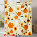Axyaa Halloween Pumpkin Print Flannel Blanket - Cozy Office & Home Gift