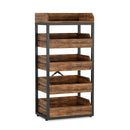 Axyaa 5-Tier Wood Fruit & Vegetable Storage Rack: Pull-Out Snack Stand Organizer