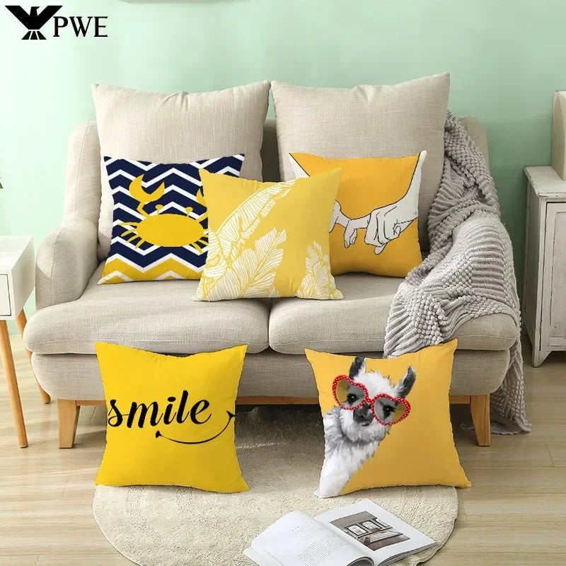 Pineapple Leaf Cushion Cover - Axyaa Summer Yellow Decor Pillowcase