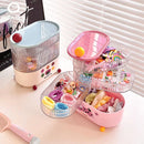 Axyaa Rotating Jewelry Organizer Tray with Lid for Earrings, Rings, and Necklaces