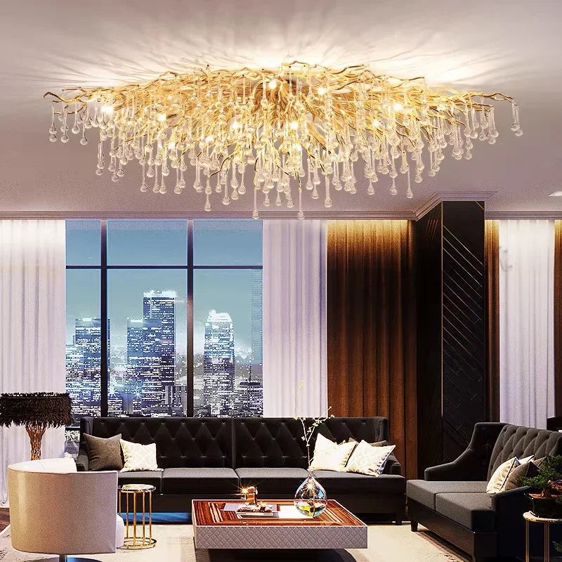Axyaa Modern Luxury Crystal Ceiling Chandelier for Living Dining Bedroom