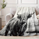 Axyaa Highland Cattle Print Blanket: Cozy Flannel Throw for Home & Travel
