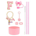 Axyaa 10pc Tumbler Accessory Set: Straw, Cover, Cap, Boot, Stopper, Keychain, Sticker