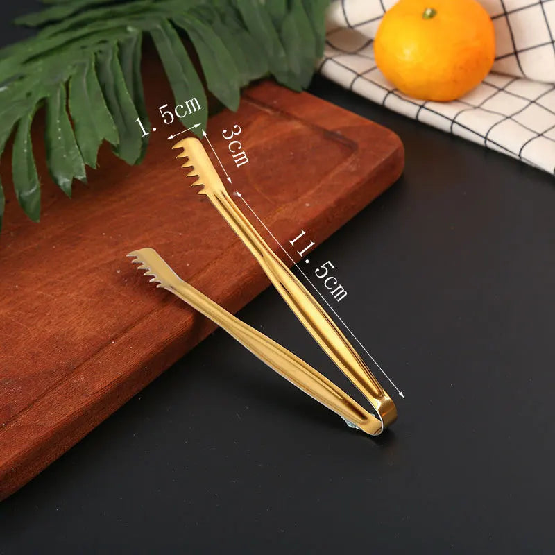 Axyaa Stainless Steel Smart Grill Tongs Gold/Silver Meat Clip for BBQ Cooking