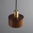 Axyaa Brass LED Pendant Light with Walnut Wood Accent - Vintage Interior Lighting