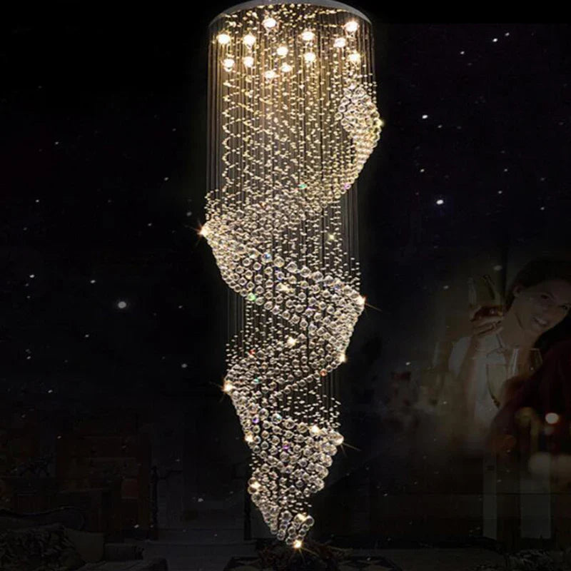 Luxury Spiral Crystal Chandelier - Axyaa LED Crystal Chandelier