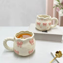 Axyaa French Ceramic Hand Pinch Bow Mug - Cute Breakfast Tea Cup Gift
