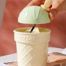 Axyaa Ice Cream Cone Ceramic Cup with Cover and Scoop
