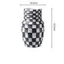 Axyaa Geometric Black Check Ceramic Vase Pot Handicraft Floral Arrangement