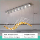 Axyaa Nordic Green Stone Glass LED Pendant Chandeliers for Dining Room