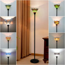 Axyaa Stained Glass Torchiere Floor Lamp Antique Industrial Style Standing Light