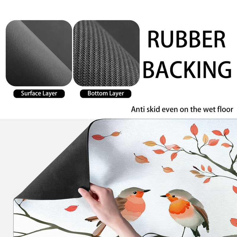 Axyaa Watercolor Twig Drying Mat - Quick Drain Pad for Kitchen and Bathroom