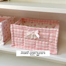 Axyaa Quilted Square Storage Basket: Cute Korean Organizer for Home Decoration