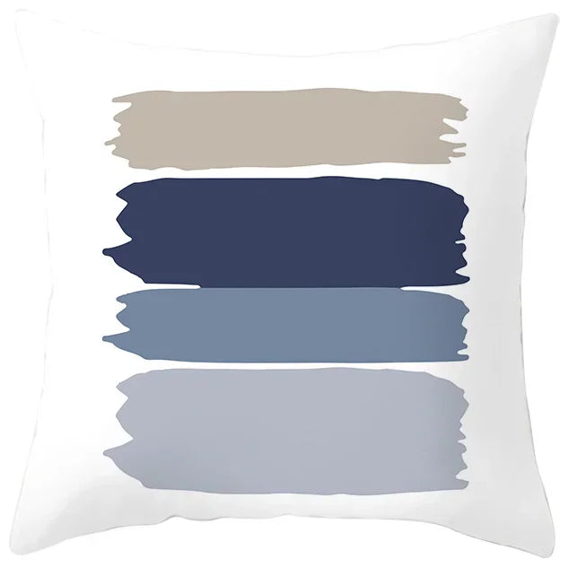 Axyaa Abstract Geometric Pillowcase in Nordic Blue Purple - Peach Skin Fabric