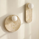 Axyaa Travertine Stone Sconce Lights with Glass Ball for G9 Bulbs