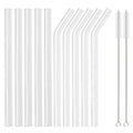 Axyaa Glass Straws - 10Pc Colorful Reusable Eco-friendly Drinking Straws