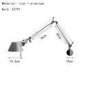 Axyaa Modern Silver Black Wall Lamp, Rotatable, E27 Bulb, Switch, Bedroom Study Sconce