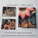 Axyaa Bohemian Mandala Floral Bedding Set - 3pcs Duvet Cover + 2 Pillowcases