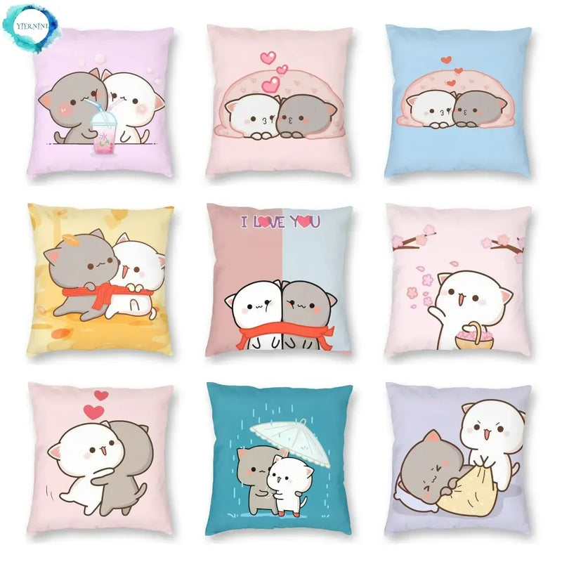 Axyaa Bedroom Living Room Couple Cute Cat Fishing Goma Federa Decor Set