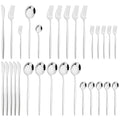 Axyaa 30-Piece Stainless Steel Dinnerware Set - Black Knife Fork Spoon Western Cutlery