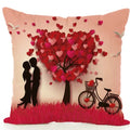 Axyaa Cartoon Couple Linen Pillowcase: Cute Room Decor & Valentine's Day Gift