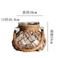 Axyaa Handwoven Hemp Rope Glass Vase - American Decorative Hydroponic Ornament