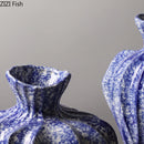 Axyaa Blue White Ceramic Irregular Shape Vase for Plant Flower Arrangement Aesthetic Decor