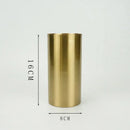 Axyaa Gold Brass Cylinder Vase Artificial Flowers Decor Desk Decoration Minimalism Metal Vases