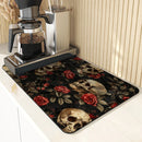 Axyaa Plant Skull Rose Absorbent Kitchen Mat