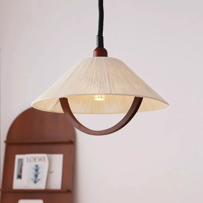 Wood Pendant Chandelier by Axyaa: Retro Japan Style Hanging Lamp for Rustic Room Decor