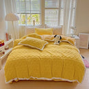 Axyaa Tafu Fleece Four-Piece Bed Sheet Set - Solid Color, Thick & Warm