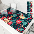 Axyaa Christmas Holly Absorbent Dry Mat for Dishes and Cups
