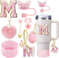 Axyaa 9-Piece Accessory Set for Stanley Cup: Butterfly Straw, Cover, Cap, Boot, Charm, Initials