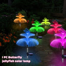 Axyaa Solar Garden Lights: Double Jellyfish & Butterfly Design, 7-Color Changing Solar Flower Lights