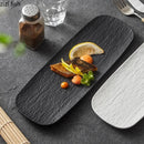 Axyaa Stone Patterned Frosted Ceramic Sushi Plate Set