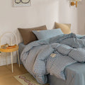 Axyaa Plaid Queen Size Duvet Cover Set with Sheets - High Quality Skin Friendly Bedding