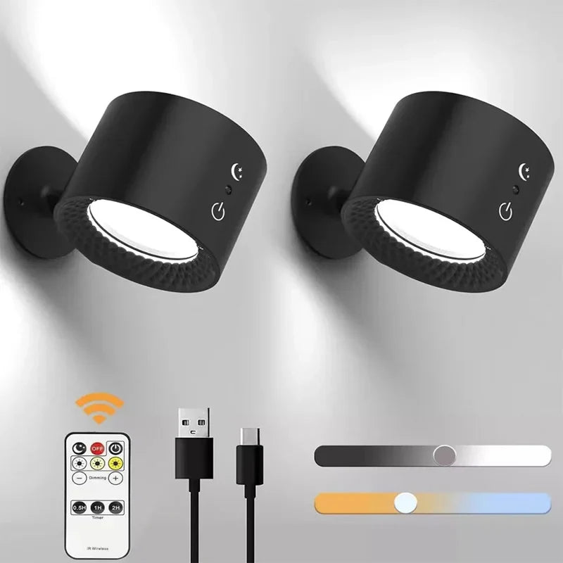 Axyaa Double Head Wall Lamp with Touch Control & Remote, 360° Rotatable Night Light