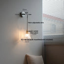 Axyaa White Glass LED Wall Lights with Pull Chain Switch - Nordic Modern Bedside Lamp