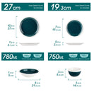 Axya Green Stoneware Tableware Set for 4/8 Person