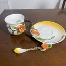Axyaa Ceramic Flower Coffee Cup and Saucer: Elegant Embossed 3D Design