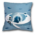 Axyaa Spaceman Astronaut Ocean Blue Pillow Cover for Home D��cor