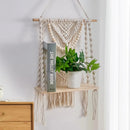 Axyaa Macrame Wall Hanging Shelf Floating Wall Shelf Boho Home Decor for Bedroom Nursery