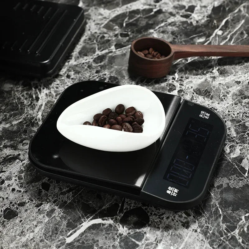 Axyaa White Ceramic Coffee Bean Tea Set with Trays, Spoon, and Separator