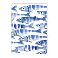 Blue Sardine Abstract Canvas Painting Wall Art Print Modern Home Decor by Axyaa