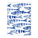 Blue Sardine Abstract Canvas Painting Wall Art Print Modern Home Decor by Axyaa
