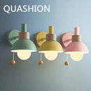 Axyaa Soft Colorful LED Wall Lamp - Nordic Bedroom Sconce with Pull Switch