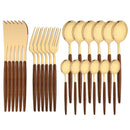 Axyaa Stainless Steel Wooden Handle Cutlery Set