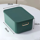 Axyaa Solid Color Storage Box with Cover - Household Organizer for Snacks, Cosmetics, Toys, Clothes